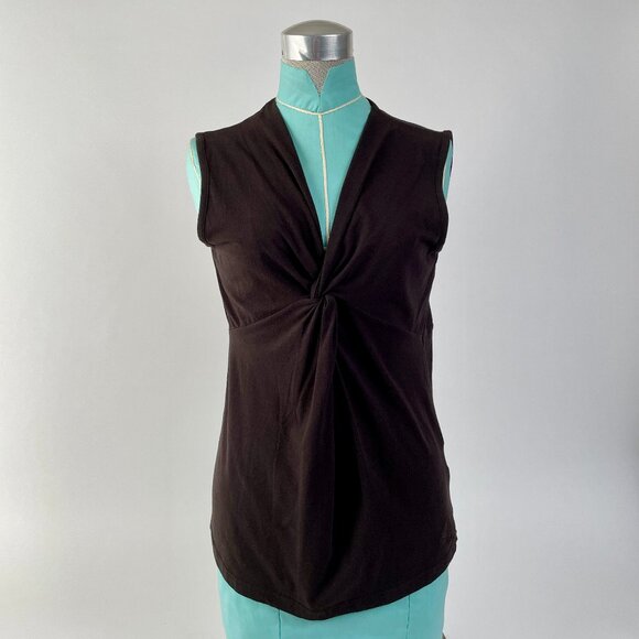 Luca D'Altieri Chocolate Brown Lightweight Sleeveless V Neck Tank Top, Size S - Picture 4 of 8